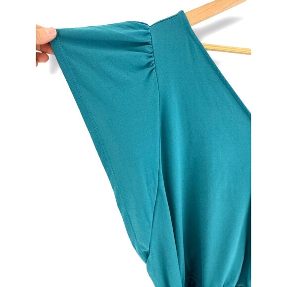 Ava & Viv Laguna Teal High-Low Dress with Tie Size 1X 16 Plus Sz Summer Stretch - Picture 6 of 9